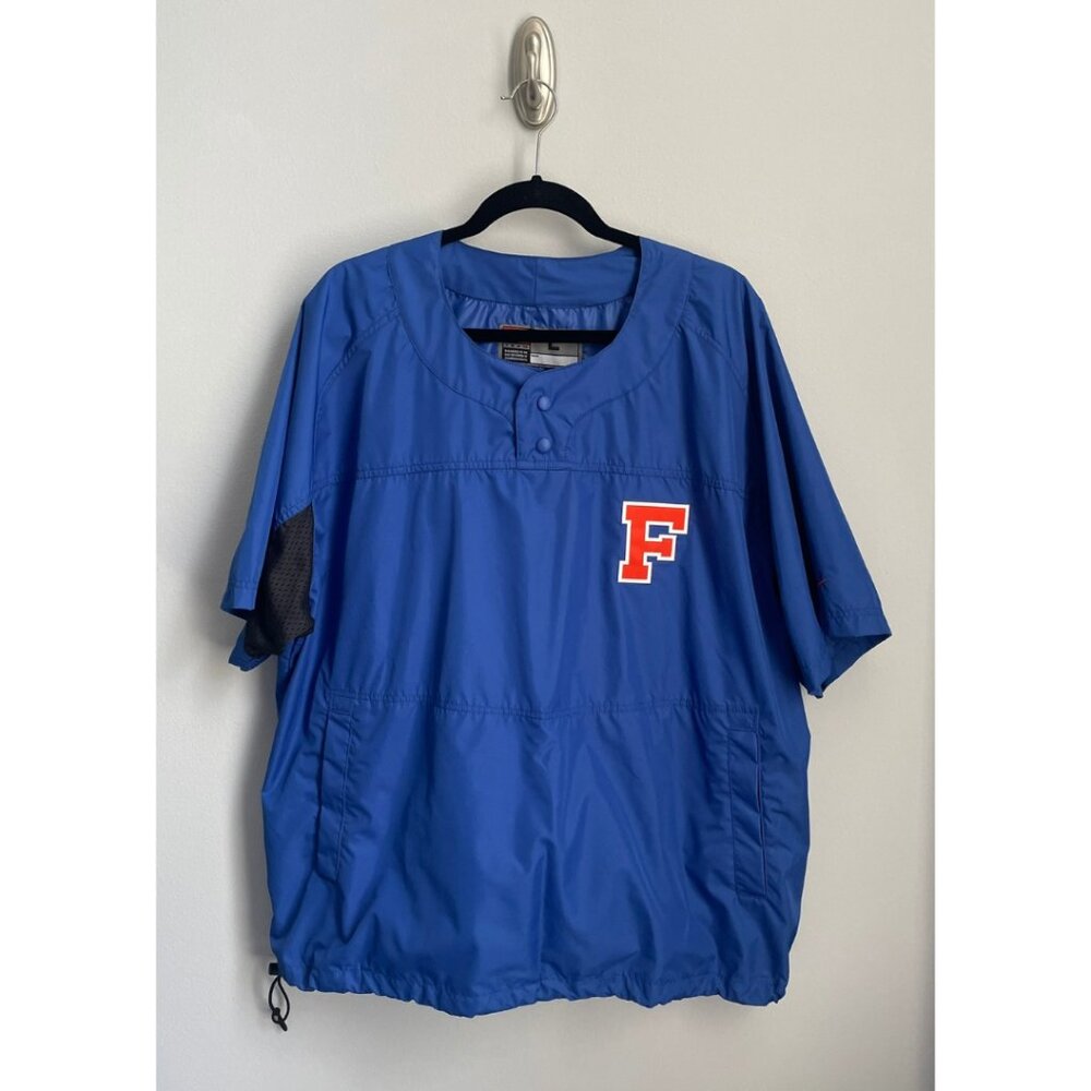 Rare Nike Florida Gators Large Baseball Team-Issued Blue Short Sleeve Jacket UF